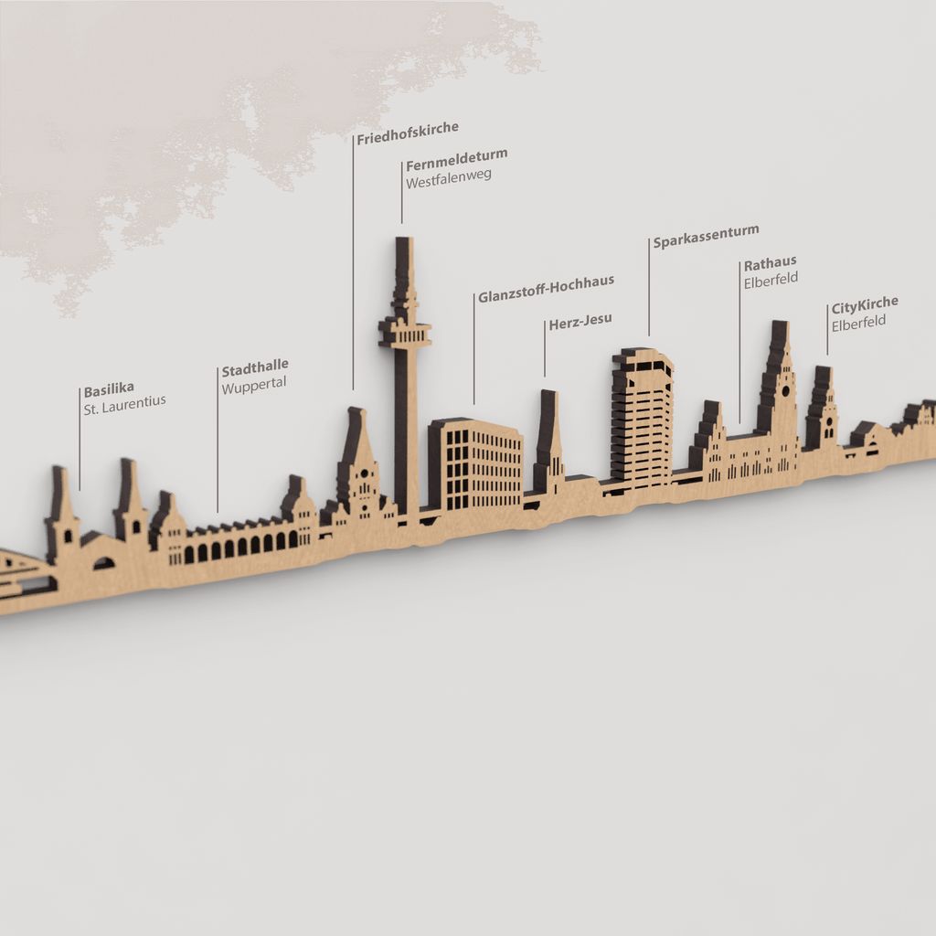 Skyline Wuppertal – detalle de la Basilika St. Laurentius en madera marrón.