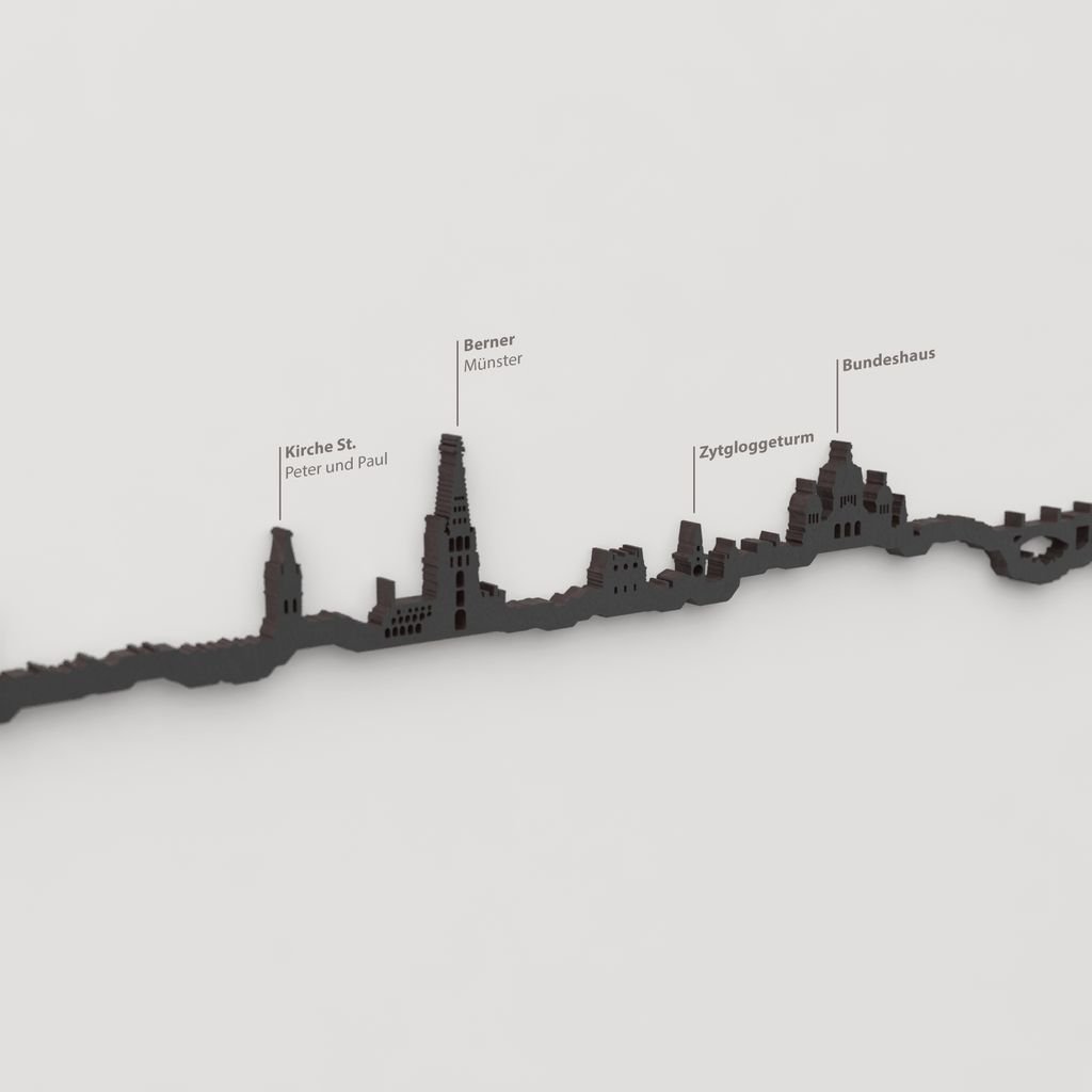 Detalle de la Berner Münster en la silueta de madera del skyline de Berna.