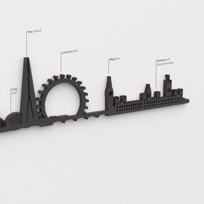 Detalle del Big Ben en la silueta de madera del skyline de Londres.