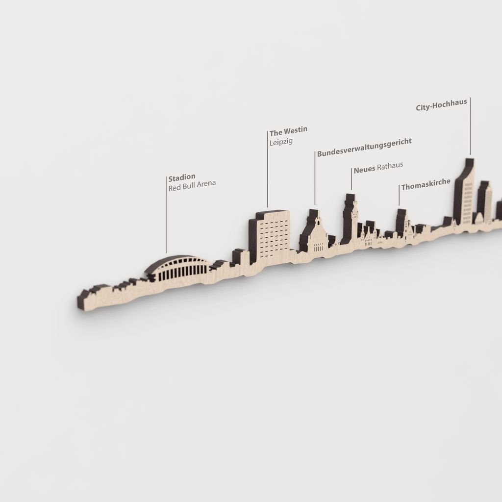 Skyline Leipzig – primer plano del Bundesverwaltungsgericht en madera natural.