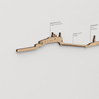 Vista detallada de la Calle Cuevas Virgen en el skyline de Cascante color marrón.