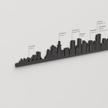 Skyline Vancouver – detalle de Canada Place en madera negra.
