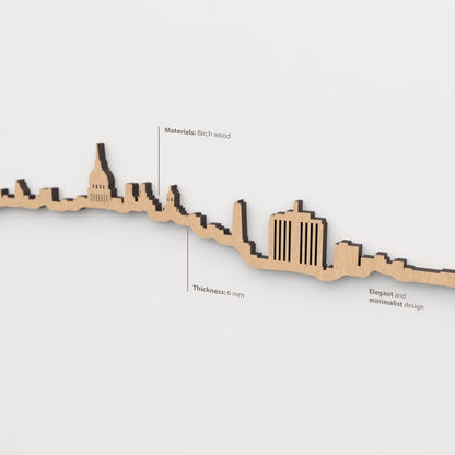 Skyline La Habana – detalle del Capitolio de La Habana en madera marrón.