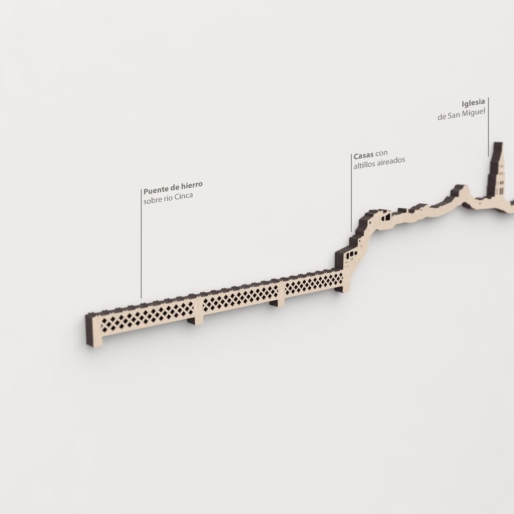 Skyline Fraga – primer plano de las casas con altillos aireados en madera natural.