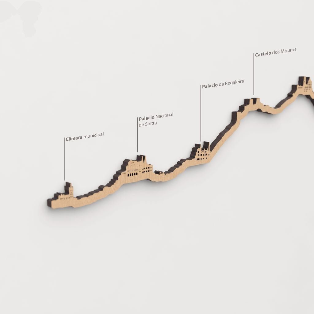 Vista detallada del Castelo dos Mouros en el skyline de Sintra color marrón.