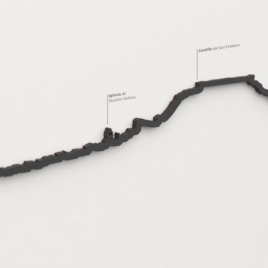 Skyline San Esteban de Gormaz – detalle del Castillo de San Esteban en madera negra.