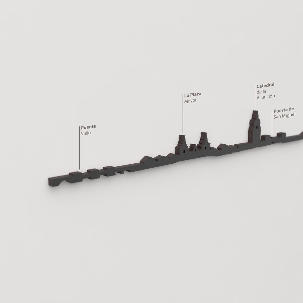 Detalle de la Catedral de la Asunción en la silueta de madera del skyline de Burgo de Osma.