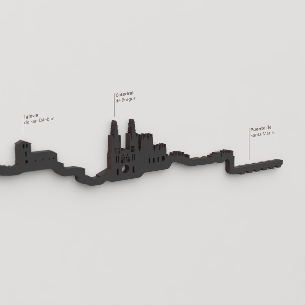 Skyline Burgos – detalle de la Catedral de Burgos en madera negra.