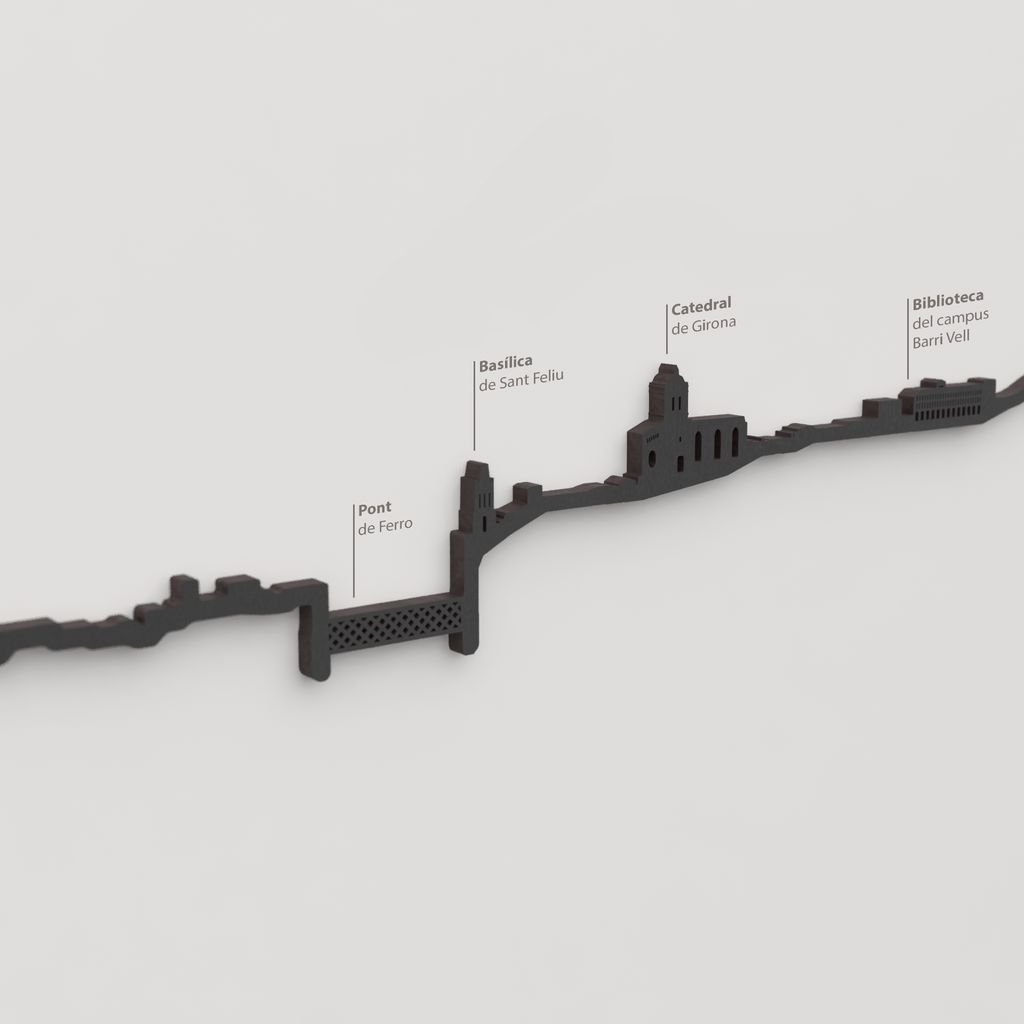 Skyline Girona – detalle de la Catedral de Girona en madera negra.