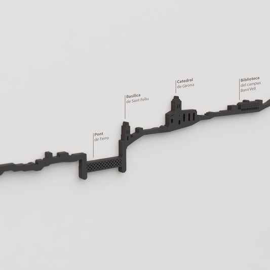 Skyline Girona – detalle de la Catedral de Girona en madera negra.