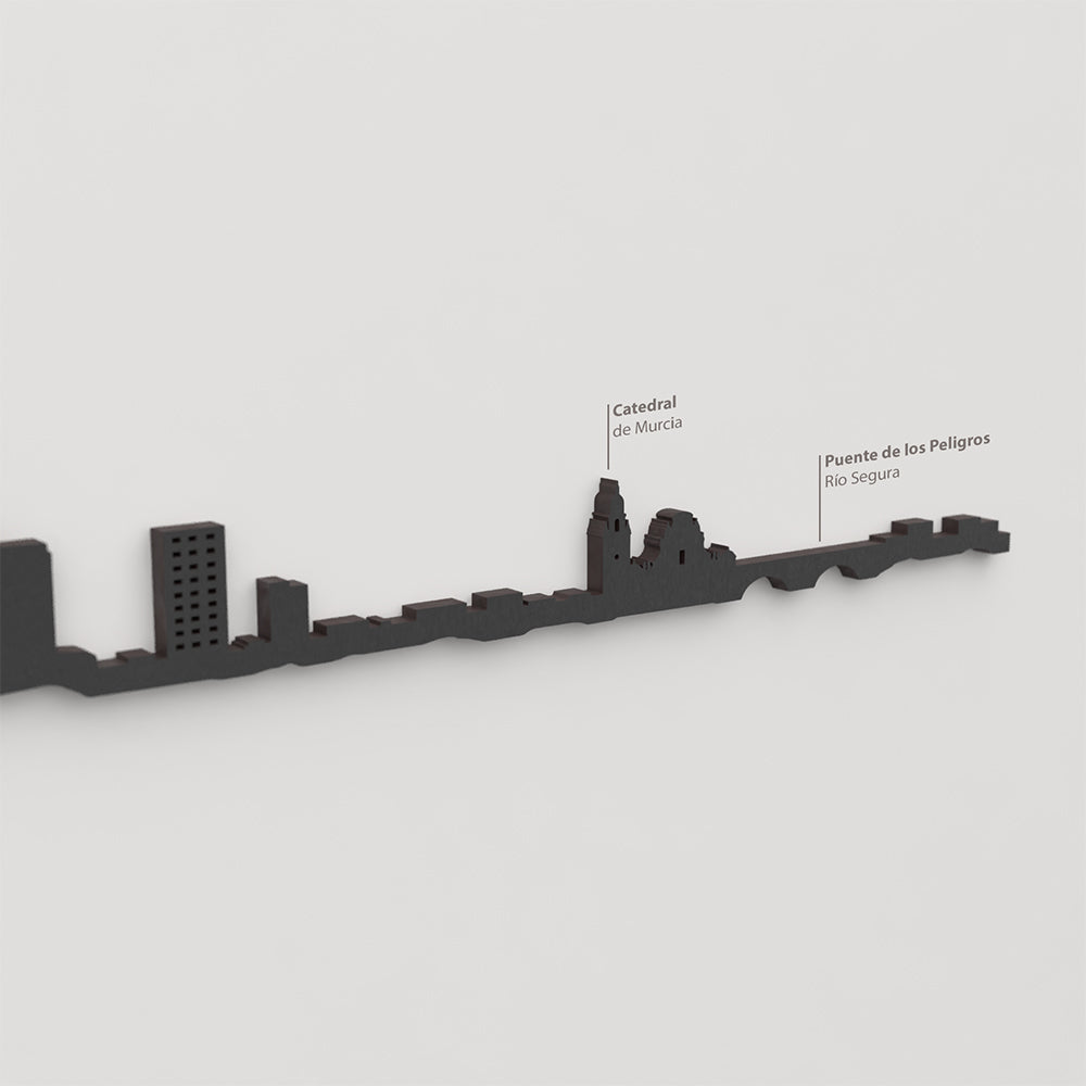 Skyline Murcia – detalle de la Catedral de Murcia en madera negra.