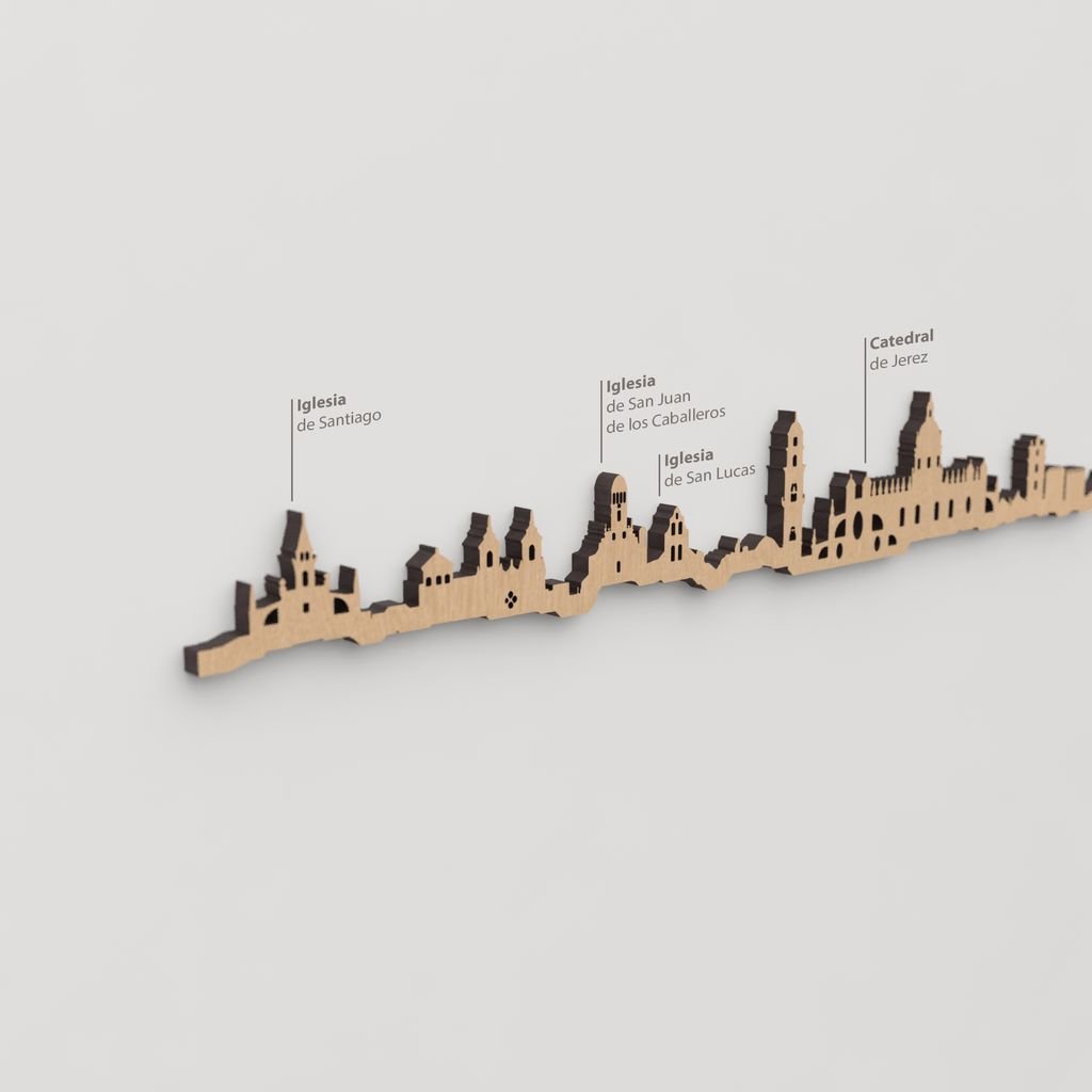 Skyline Jerez de la Frontera – detalle de la Catedral de Jerez en madera marrón.