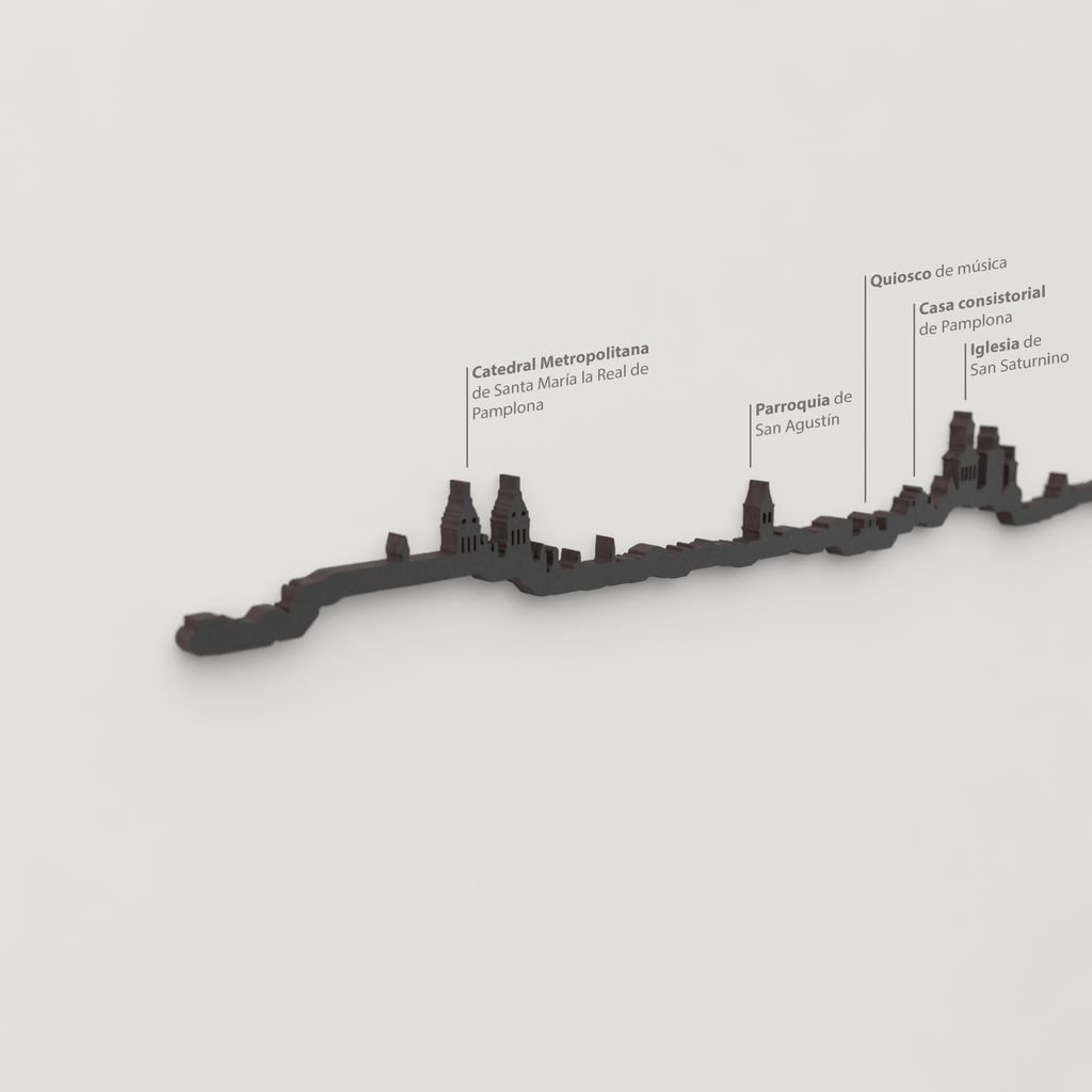 Skyline Pamplona – detalle de la Catedral Metropolitana de Santa María la Real en madera negra.