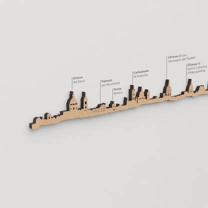 Skyline Palermo – detalle de Cattedrale di Palermo en madera marrón.