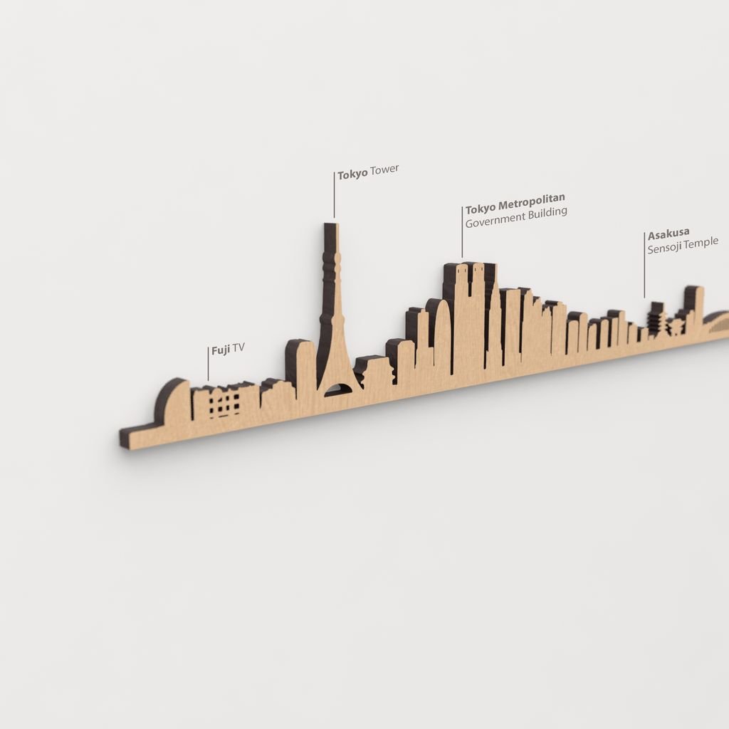 Vista detallada del Asakusa Sensoji Temple en el skyline de Tokio color marrón.
