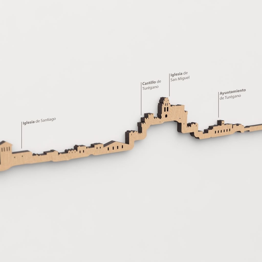 Vista detallada del Ayuntamiento de Turégano en el skyline de Turégano color marrón.