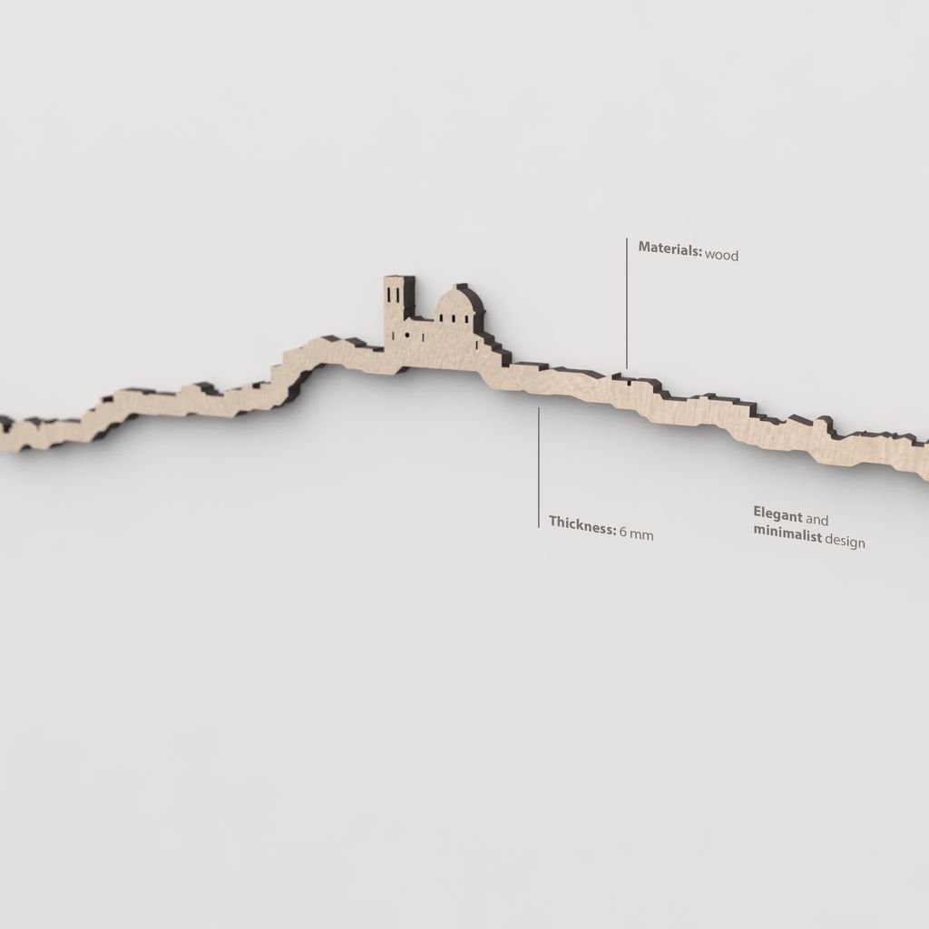 Primer plano de la cúpula azul de la Iglesia del Consuelo en la silueta de madera de Altea.
