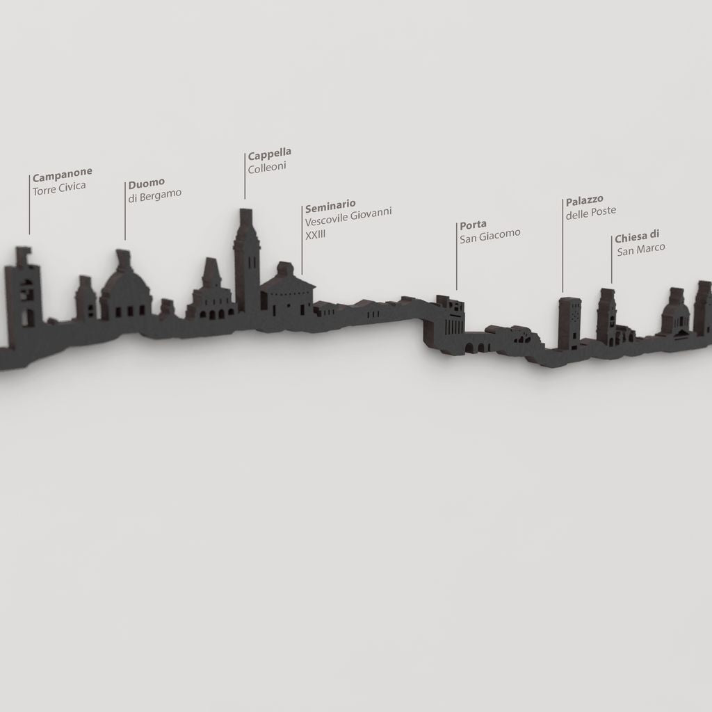 Skyline Bergamo – detalle del Duomo di Bergamo en madera negra.