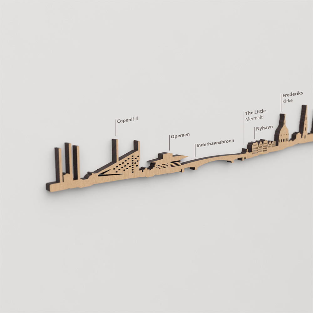 Skyline Copenhague – detalle de Frederiks Kirke en madera marrón.