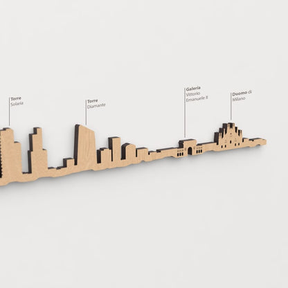 Skyline Milán – detalle de Galería Vittorio Emanuele II en madera marrón.