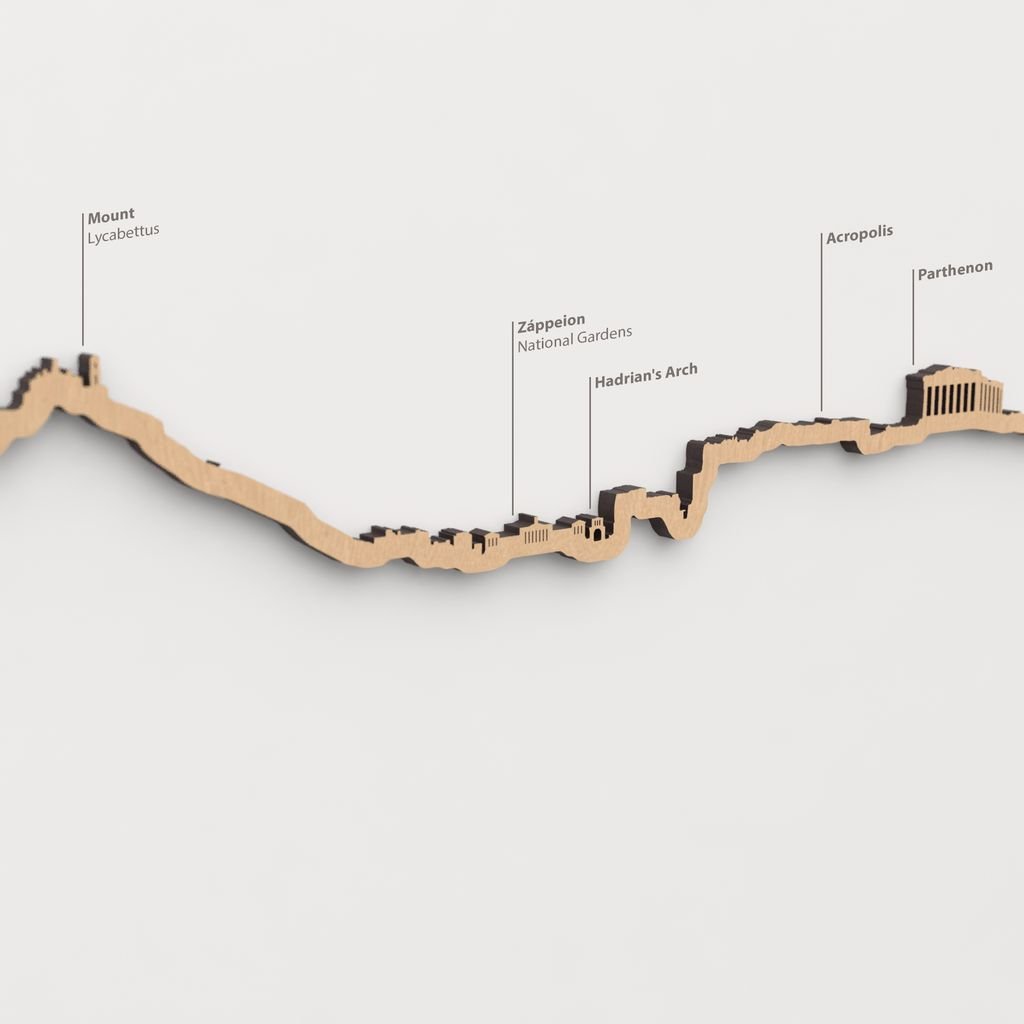 Vista detallada del Hadrian's Arch en el skyline de Athens color marrón.
