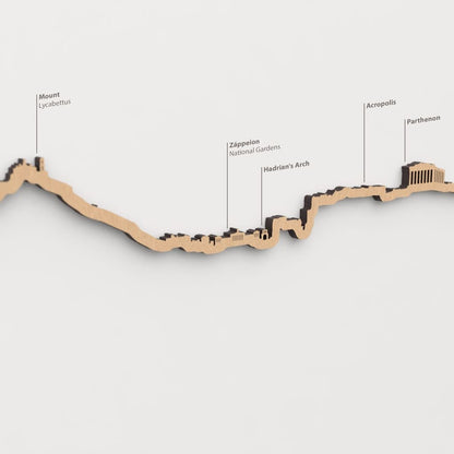 Vista detallada del Hadrian's Arch en el skyline de Athens color marrón.