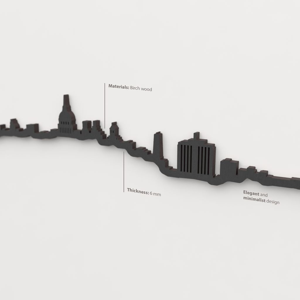 Skyline La Habana – detalle del Hotel Habana Libre en madera negra.