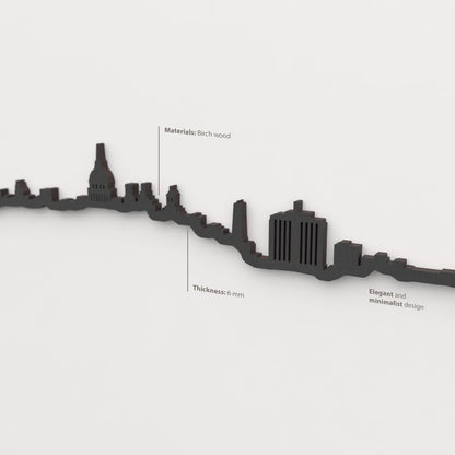 Skyline La Habana – detalle del Hotel Habana Libre en madera negra.