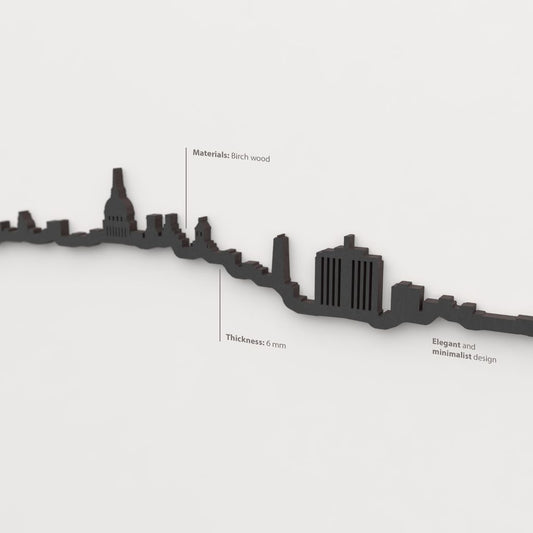 Skyline La Habana – detalle del Hotel Habana Libre en madera negra.