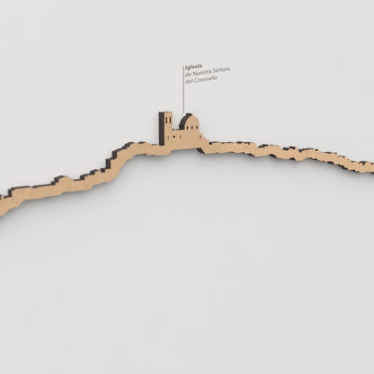 Vista detallada de la Iglesia del Consuelo en el skyline de Altea color marrón.