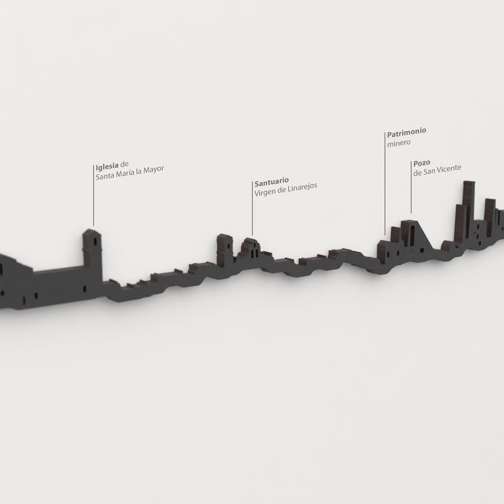 Skyline Linares – detalle de la Iglesia de Santa María la Mayor en madera negra.