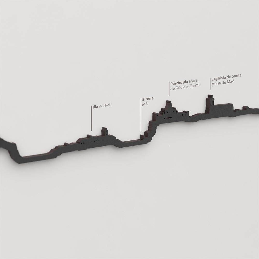 Skyline Maó – detalle de Illa del Rei en madera negra.