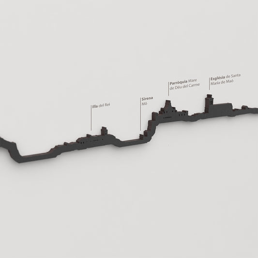 Skyline Maó – detalle de Illa del Rei en madera negra.