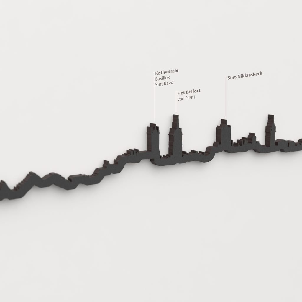 Skyline Gante – detalle de la Kathedrale Sint Bavo en madera negra.
