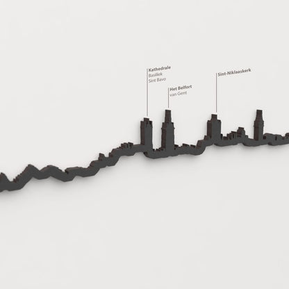 Skyline Gante – detalle de la Kathedrale Sint Bavo en madera negra.