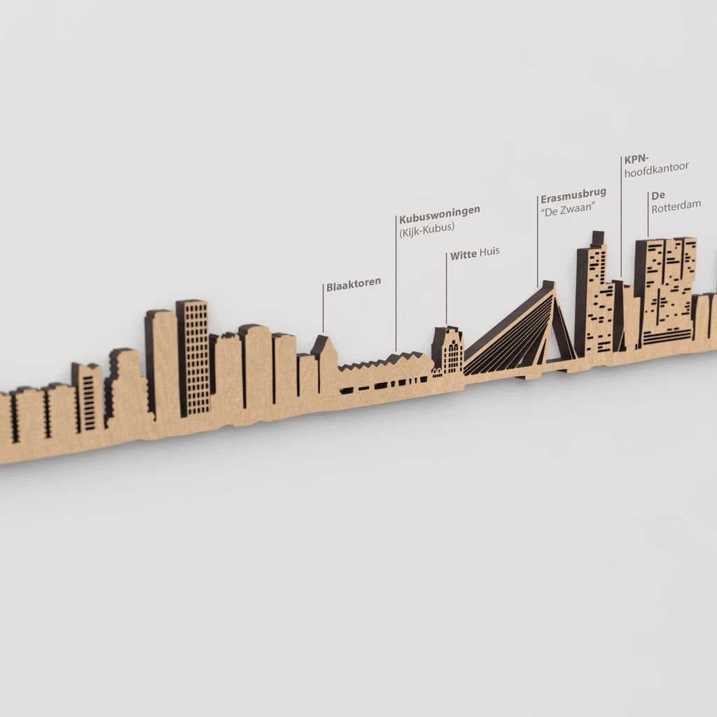 Vista detallada del KPN-hoofdkantoor en el skyline de Rotterdam color marrón.