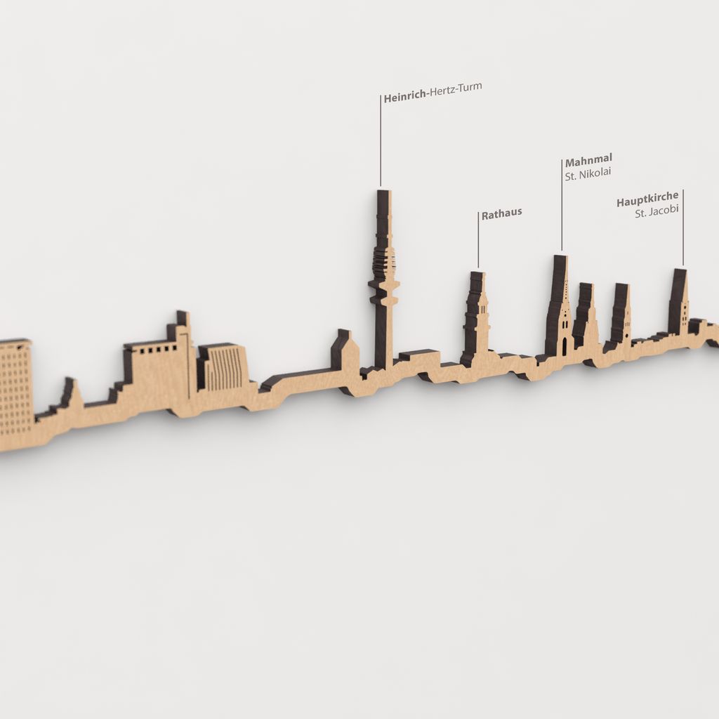 Vista detallada del Mahnmal St. Nikolai en el skyline de Hamburgo color marrón.
