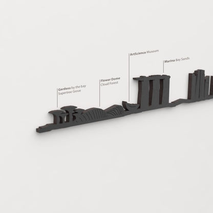 Detalle del Marina Bay Sands en la silueta de madera del skyline de Singapore.