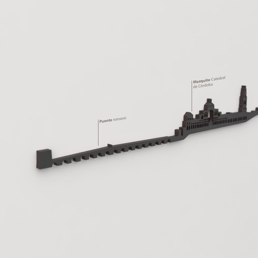 Detalle de la Mezquita-Catedral de Córdoba en la silueta de madera.