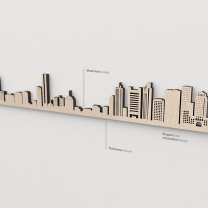 Skyline Boston – primer plano de la Millennium Tower en madera natural.