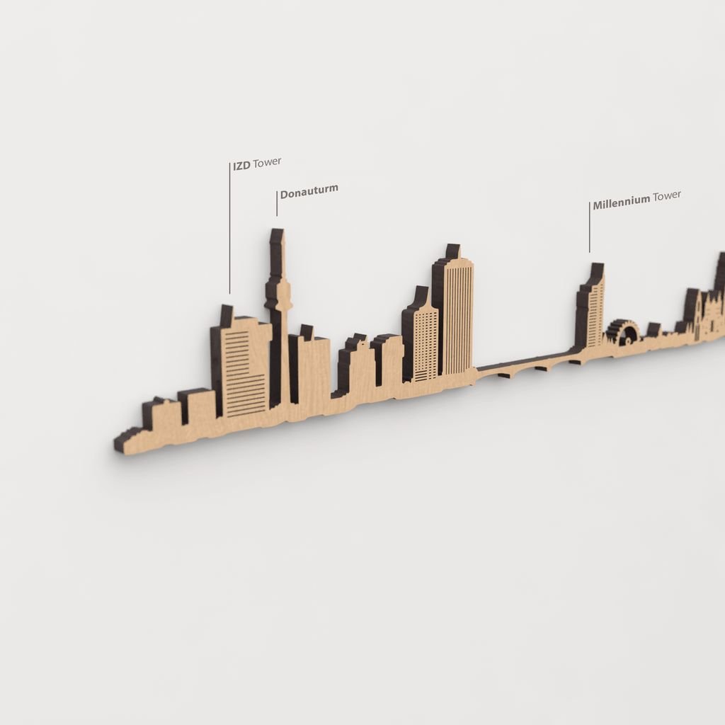 Vista detallada del Millennium Tower en el skyline de Wien color marrón.