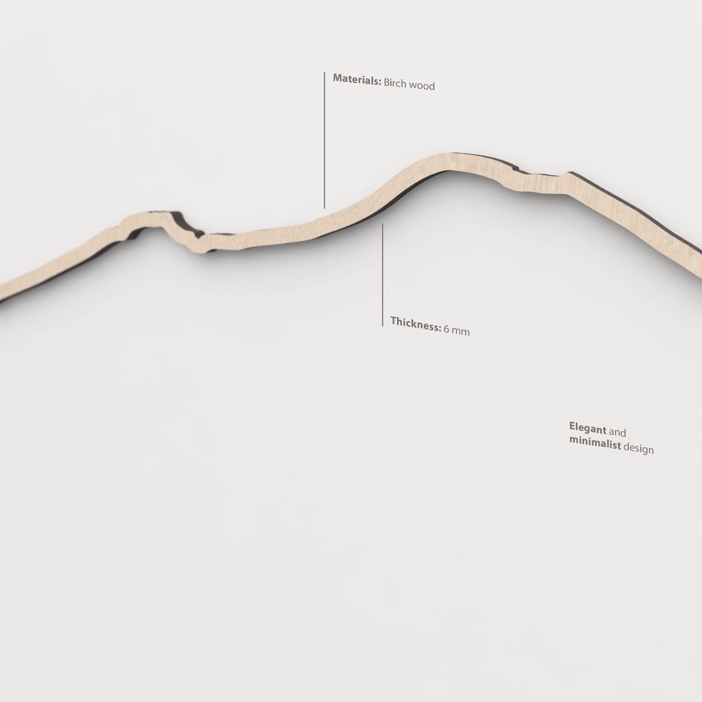 Skyline Monte Vesubio – primer plano del Monte Vesubio en madera natural.