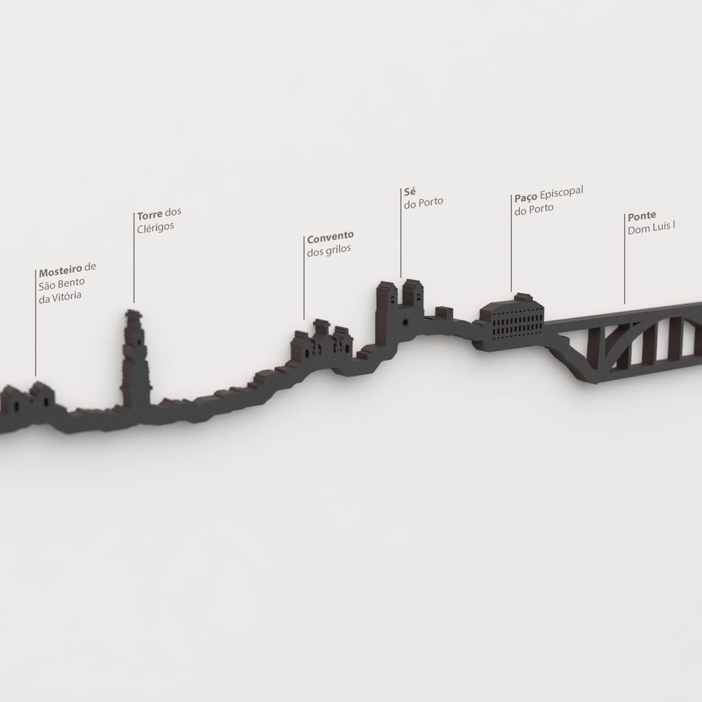 Skyline Oporto – detalle del Mosteiro de São Bento da Vitória en madera negra.