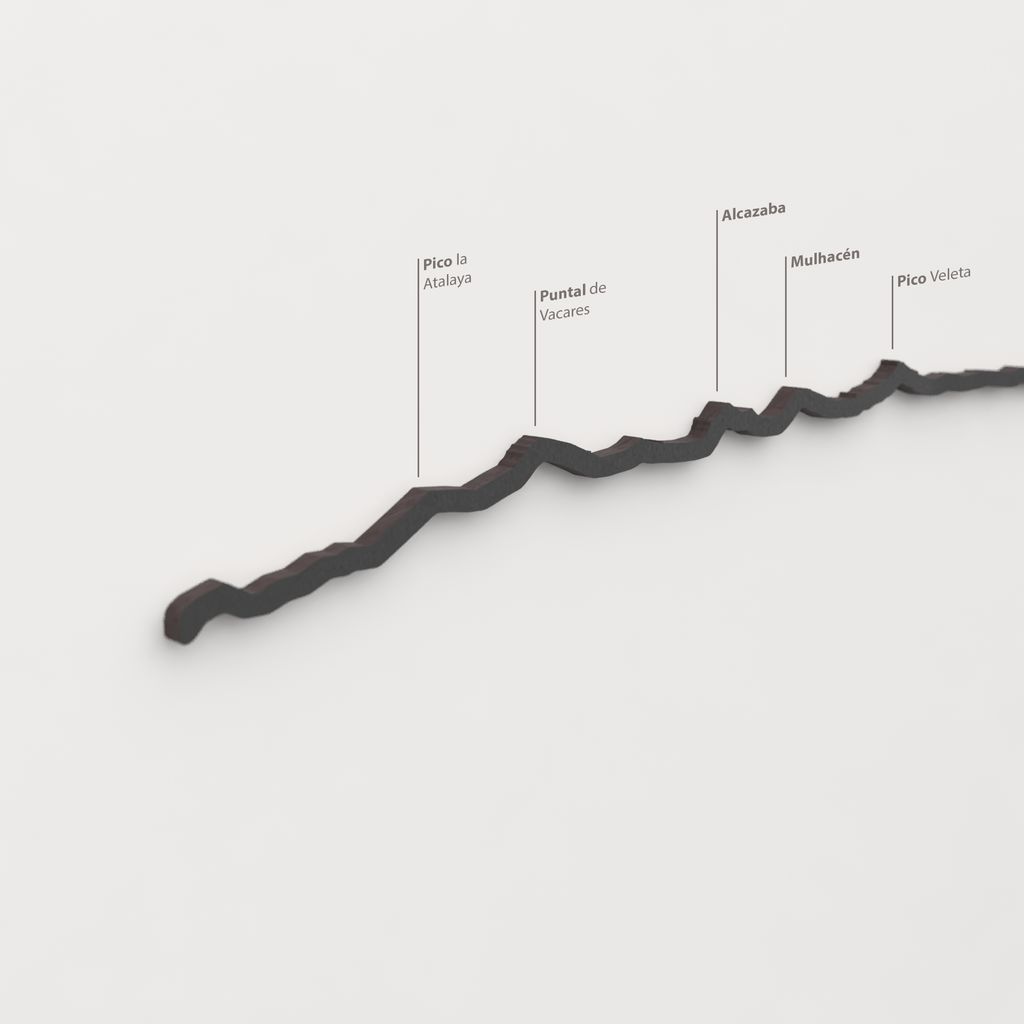 Detalle del Mulhacén, el pico más alto de la península ibérica, en la silueta de Sierra Nevada.