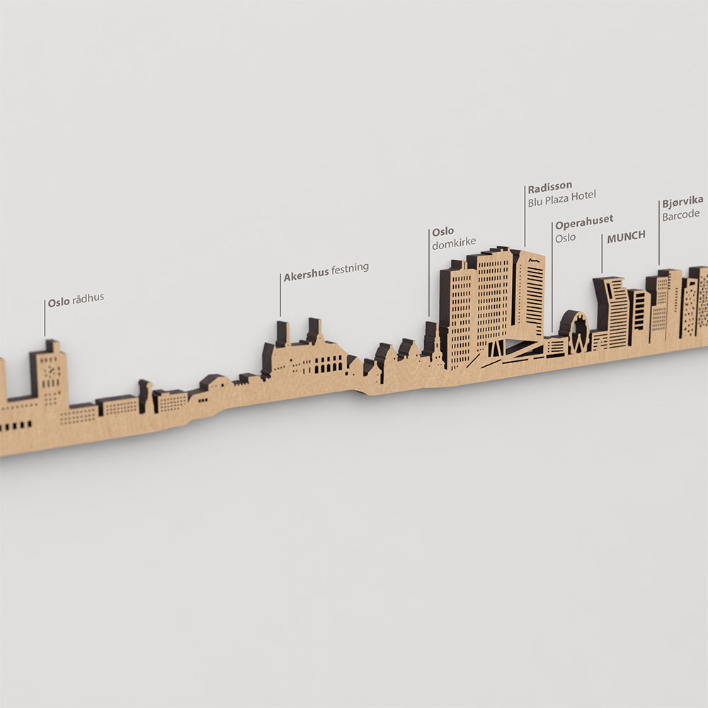 Skyline Oslo – detalle de Operahuset Oslo en madera marrón.