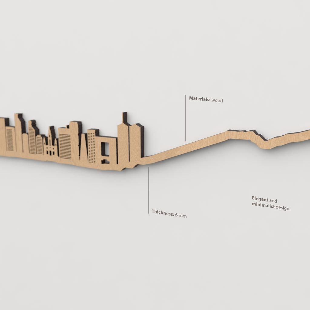 Vista detallada de Parque Cristal en el skyline de Caracas color marrón.