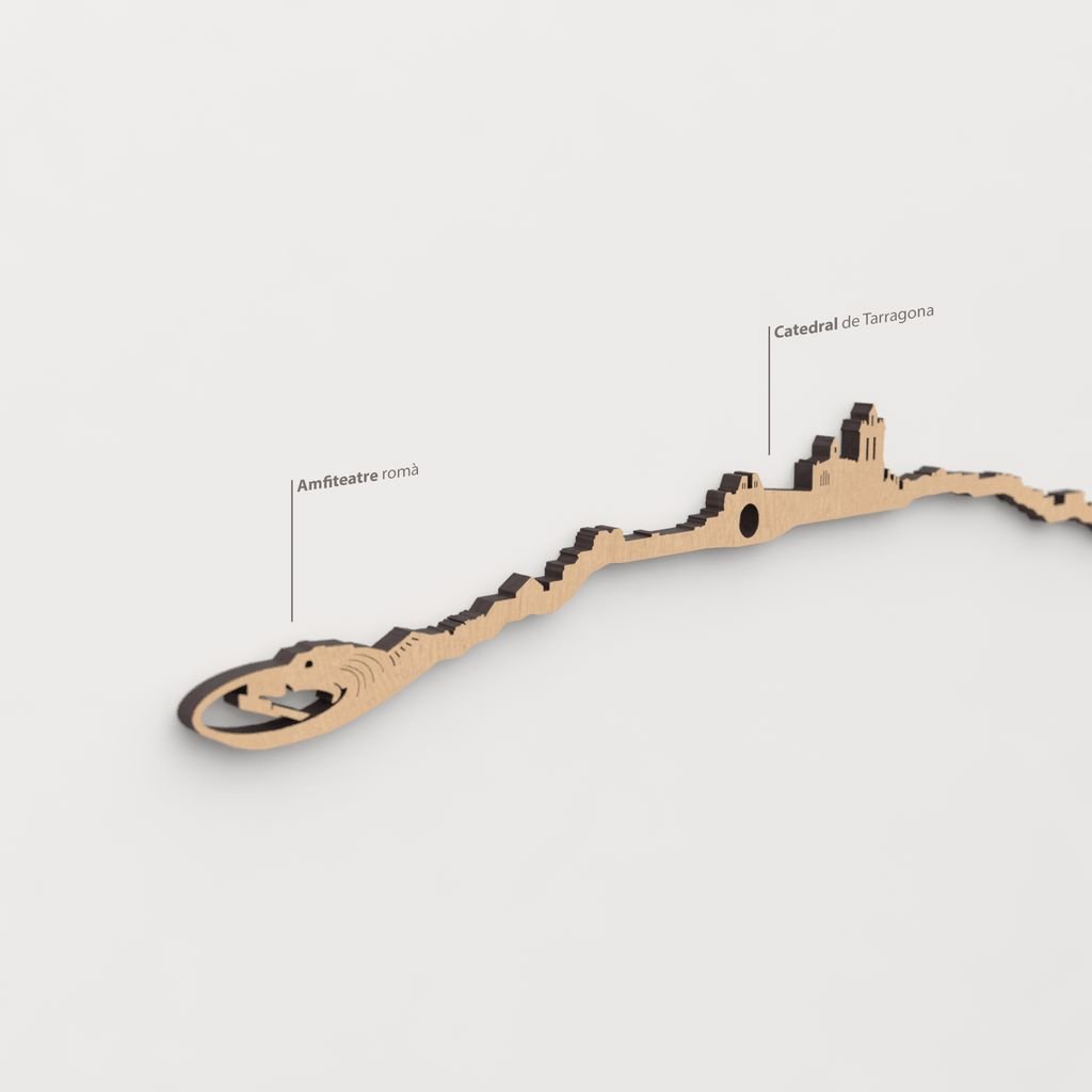 Vista simbólica del Pont del Diable en el skyline de Tarragona color marrón.