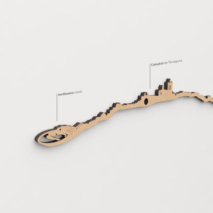 Vista simbólica del Pont del Diable en el skyline de Tarragona color marrón.