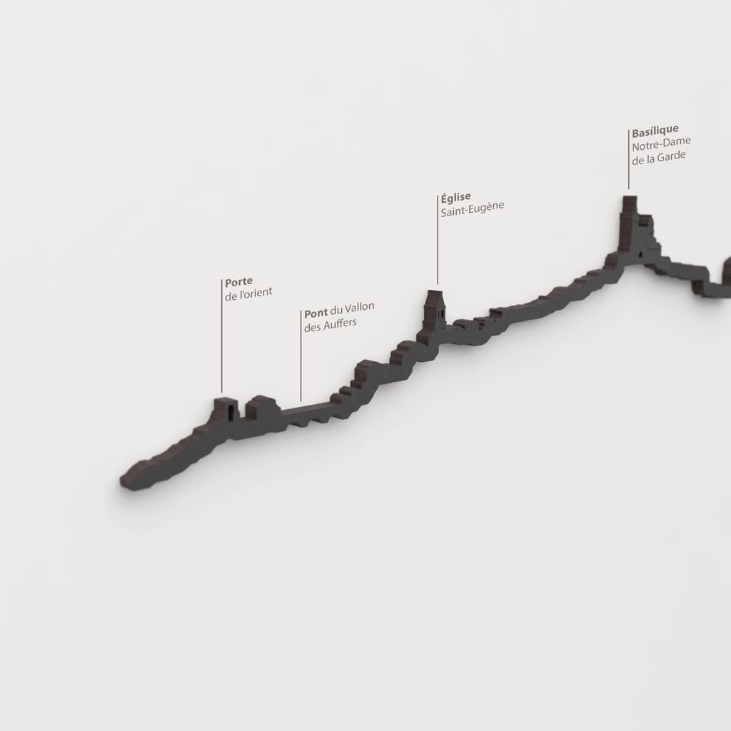 Skyline Marsella – detalle de Porte de l’Orient en madera negra.