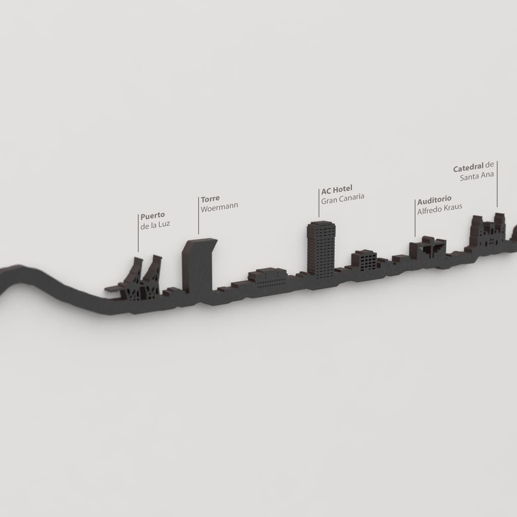 Skyline Las Palmas de Gran Canaria – detalle del Puerto de la Luz en madera negra.